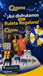 ▶️ ¡¡¡La celebración de los 41 años nos la tomamos muy enserio 🥳🎉!!!

👉🏼 Revive con nosotros, los mejores momentos de la #RuletaRegalona 🎁.

✨😎 Y prepárate, porque se vienen más premios y sorpresas 👀 por el aniversario de Cedepa 😎✨: 

✅ Matriz: Calle 110 y avenida 102.
✅ Sucursal: Avenida 113 y calle Las Acacias.
📲 0995541378

#Cedepa41Años #PromosSemanales #CedepaEsGarantía
#AutopartesManta #RepuestosManta #PromocionesCedepa