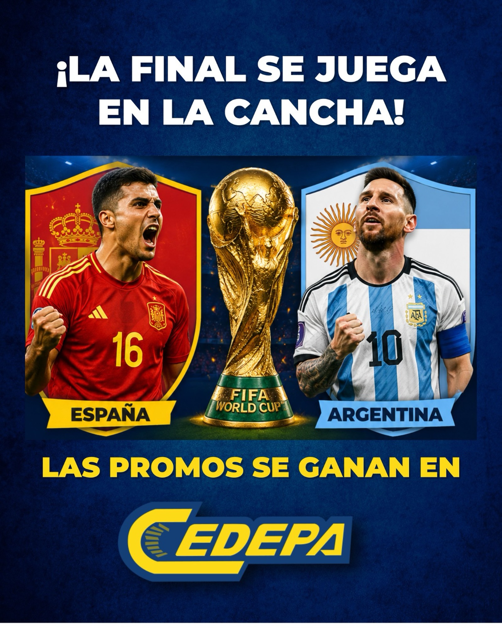 La emoción de la final se vive en la cancha…
…las mejores promociones se viven en Cedepa 💪🏼⚽️
✅ Repuestos de calidad.
✅ Excelente atención.
✅ Precios competitivos.
⚽ Hoy gana un campeón. Tu motor puede ganar todos los días.
¡Te esperamos en Cedepa!
📍 Matriz: Calle 110 y avenida 102.
📍 Sucursal: Avenida 113 y calle Las Acacias.
📲 0995541378
#CedepaEsGarantía #PromosMundialistas #PromocionesCedepa #AutopartesManta #RepuestosEcuador RepuestosManta