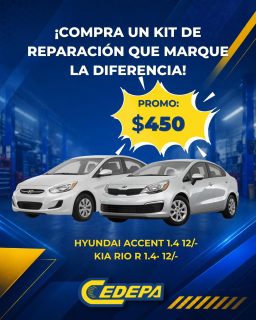 🔧🚗 ¿Te toca reparar el motor?

Una reparación tan importante merece componentes confiables y una solución que te permita tener todo lo necesario ¡de una! 😉

En CEDEPA tenemos el kit más 🔝 para tu Hyundai Accent 1.4 y Kia Rio R 1.4, desde 2012, en tan solo 🔥 $450 🔥

Desliza 👉 y descubre todo lo que te llevas con esta promoción.

¡Cómpralo ahora 🥳!

✅ Matriz: Calle 110 y avenida 102.
✅ Sucursal: Avenida 113 y calle Las Acacias.
📲 0995541378

#CedepaEsGarantía #PromocionesCedepa #AutopartesManta #RepuestosEcuador #RepuestosManta #HyundaiAccent #KiaRio