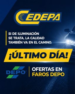 ⏰💡 ¡Hoy! ÚLTIMO DÍA para aprovechar nuestras ofertas en faros DEPO🚘.

Y no se trata solo de los super precios que tenemos 👀… también se trata de ajuste preciso, buen sellado, materiales resistentes y acabados que mantienen la línea de tu vehículo. 👌🏻

¡¡¡Todo esto y mucho más, en tu almacén de autopartes de confianza!!! Es tiempo de venir a Cedepa🏃🏻💨:

📍 Matriz: Calle 110 y avenida 102.
📍 Sucursal: Avenida 113 y calle Las Acacias.
📲 0995541378

#CedepaEsGarantía #PromocionesCedepa #FarosDEPO #DEPO #AutopartesManta #RepuestosManta #RepuestosEcuador