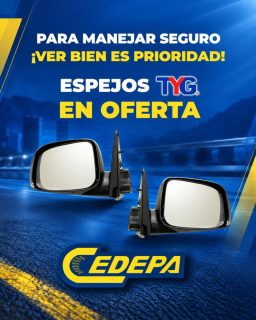 ¡¡¡Último día 😱!!! Compra tu espejo TYG, calidad que respalda tu seguridad a la hora de conducir 😎✅.
Este sábado, ven a Cedepa y aprovecha estos precios imperdibles 😉:
📍 Matriz: Calle 110 y avenida 102.
📍 Sucursal: Avenida 113 y calle Las Acacias.
📲 0995541378
#CedepaEsGarantía #TYG #EspejosTYG #PromocionesCedepa #AutopartesManta